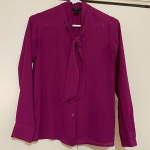 Ann Taylor Factory Magenta Blouse with Tie XXSP